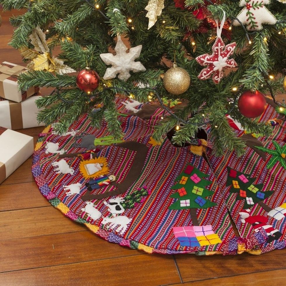 Applique Christmas tree skirt 'Noel'
