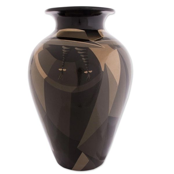 Alternate image for Ceramic Vase Cuzco Painted Folk Art Sepia Women