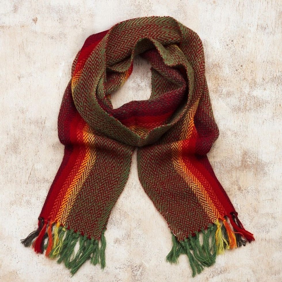 Woven 100 Alpaca Scarf from Peru 'Tarma Fields'