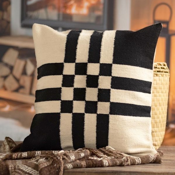 Alternate image for Wool and Cotton Decorative Cushion Cover From Peru Destination Map