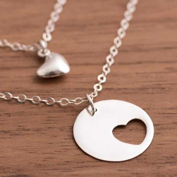 Alternate image for Heart-Shaped Sterling Silver Pendant Necklace from Peru Complementary Hearts