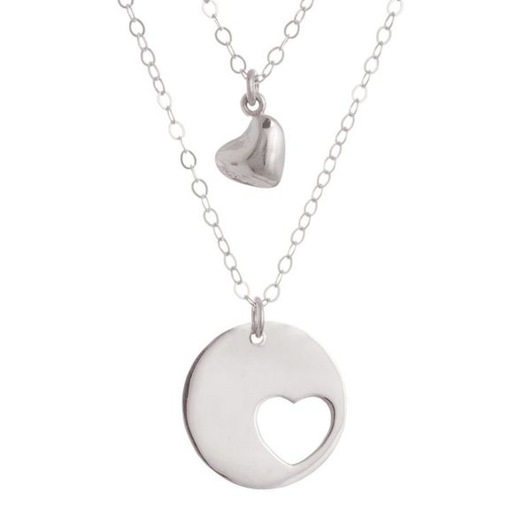 Alternate image for Heart-Shaped Sterling Silver Pendant Necklace from Peru Complementary Hearts