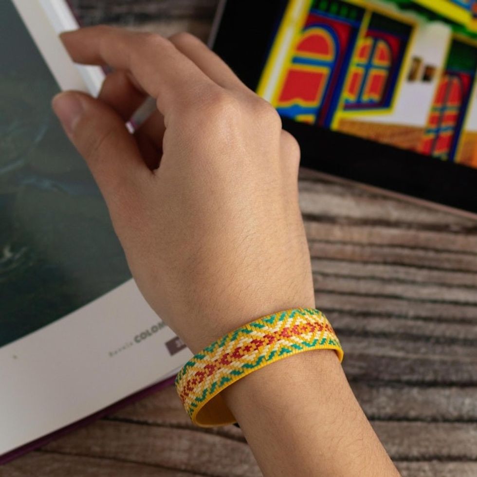 Colorful Handwoven Cuff Bracelet 'Wise Ways'
