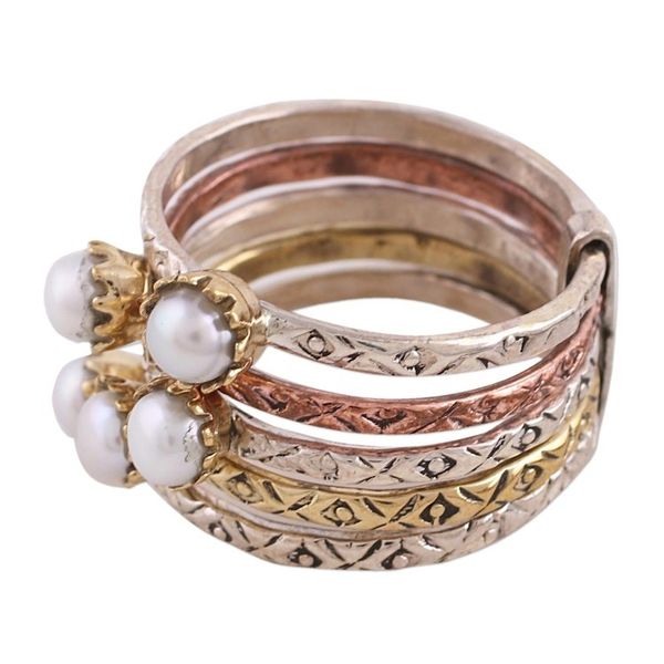 Alternate image for Cultured Pearl and Sterling Silver Ring from India Alluring Globes in White