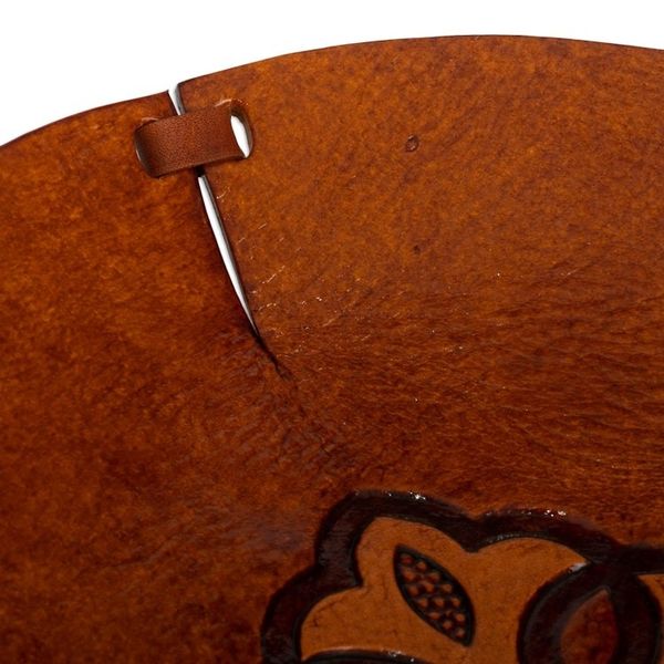 Alternate image for Brown Hand Tooled Leather Catchall Plate from Peru Colonial Florals