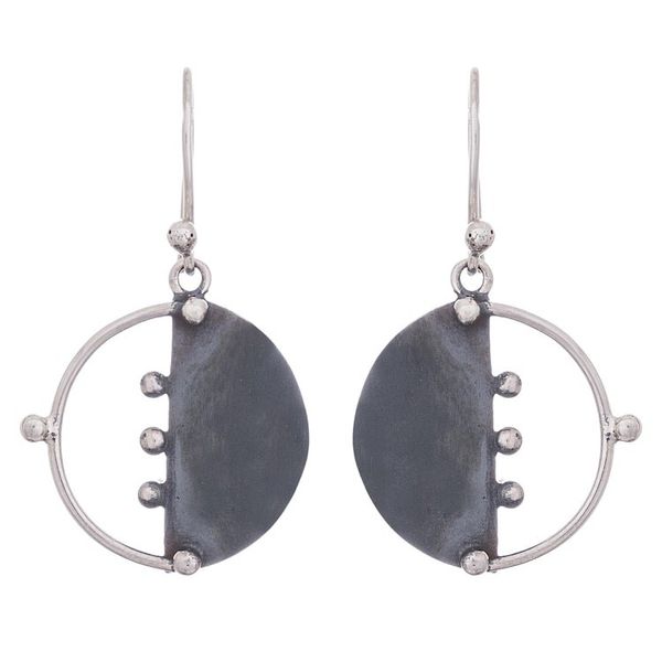 Alternate image for Circular Modern Sterling Silver Dangle Earrings from Peru Modern Cosmos