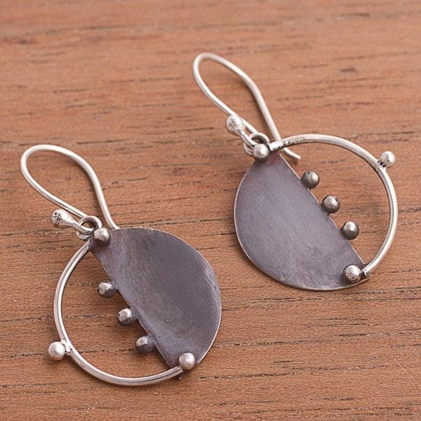 Alternate image for Circular Modern Sterling Silver Dangle Earrings from Peru Modern Cosmos