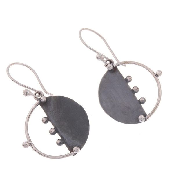 Alternate image for Circular Modern Sterling Silver Dangle Earrings from Peru Modern Cosmos