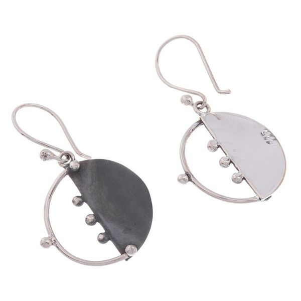 Alternate image for Circular Modern Sterling Silver Dangle Earrings from Peru Modern Cosmos