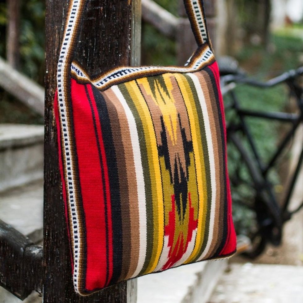 Hand Made Women's Alpaca Blend Shoulder Bag 'Andean Warmth'