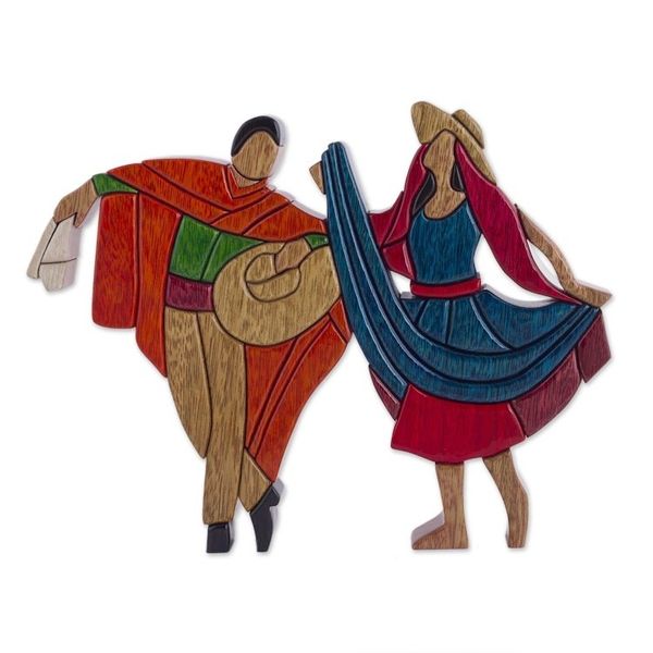 Alternate image for Hand Made Peruvian Wood Sculpture The Marinera Dance