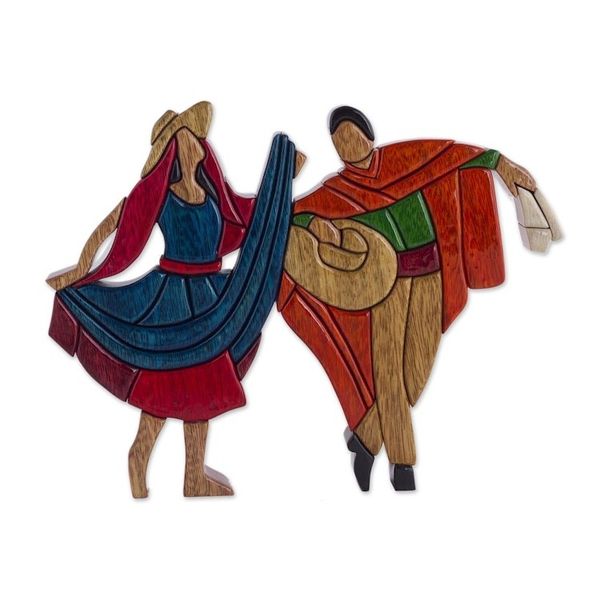 Alternate image for Hand Made Peruvian Wood Sculpture The Marinera Dance