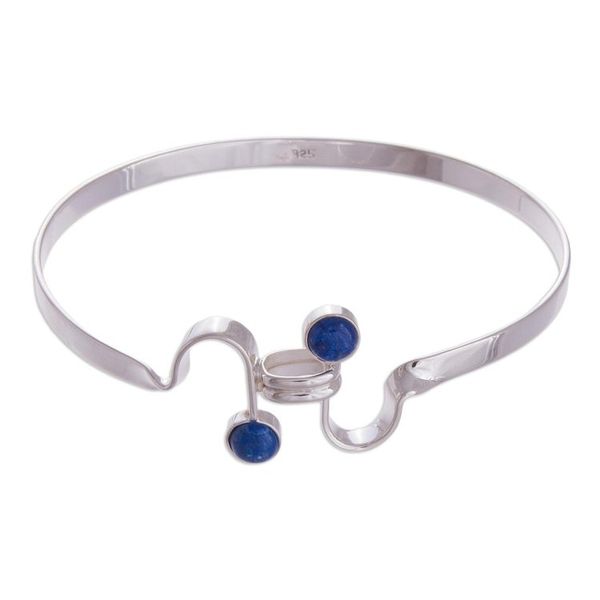 Alternate image for Fair Trade Lapis Lazuli and Silver Bangle Bracelet Law of Attraction