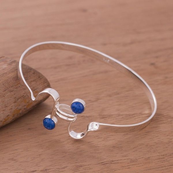 Alternate image for Fair Trade Lapis Lazuli and Silver Bangle Bracelet Law of Attraction