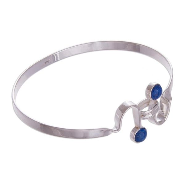 Alternate image for Fair Trade Lapis Lazuli and Silver Bangle Bracelet Law of Attraction