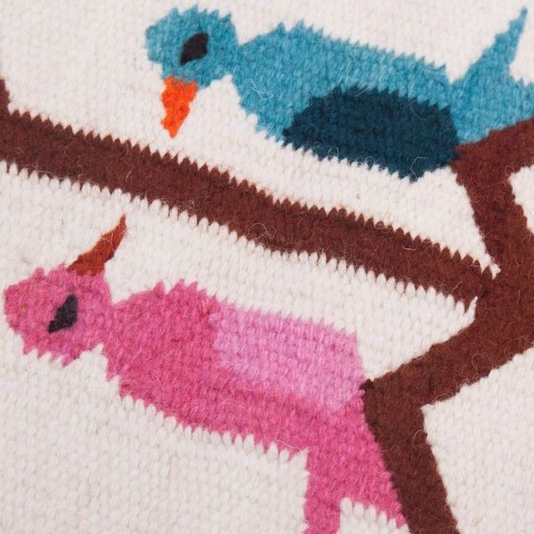 Alternate image for Handwoven Wool Blend Bird-Themed Table Runner from Peru Songs of the Countryside