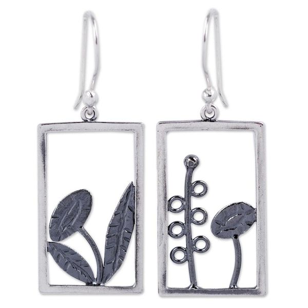 Alternate image for Peru Artisan Crafted Sterling Silver Dangle Earrings Flowers in the Window
