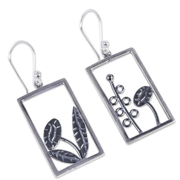 Alternate image for Peru Artisan Crafted Sterling Silver Dangle Earrings Flowers in the Window
