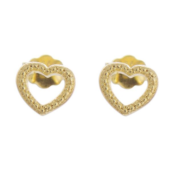 Alternate image for Gold Plated Sterling Silver Heart Stud Earrings from Peru Heart Dimples