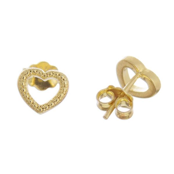 Alternate image for Gold Plated Sterling Silver Heart Stud Earrings from Peru Heart Dimples