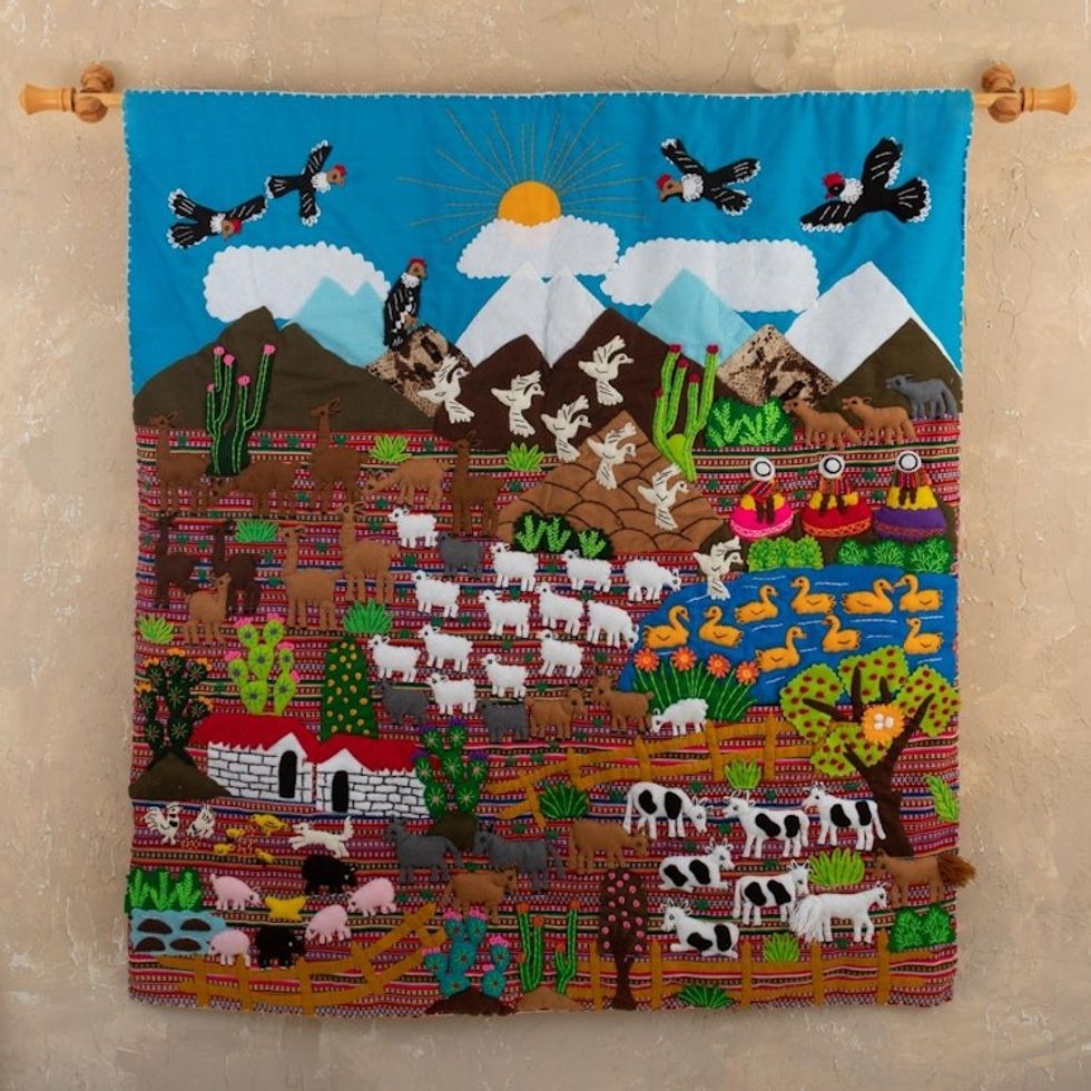 Large Arpillera Wall Hanging 'Ancash Vista'