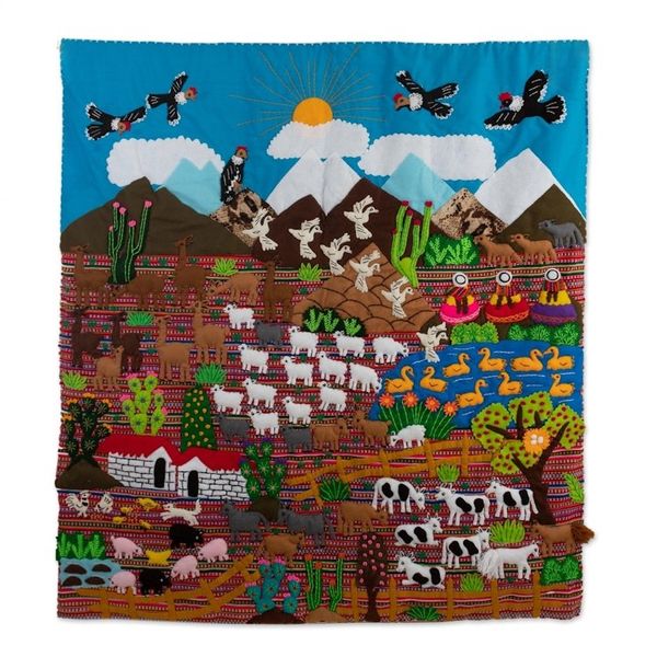 Alternate image for Large Arpillera Wall Hanging Ancash Vista