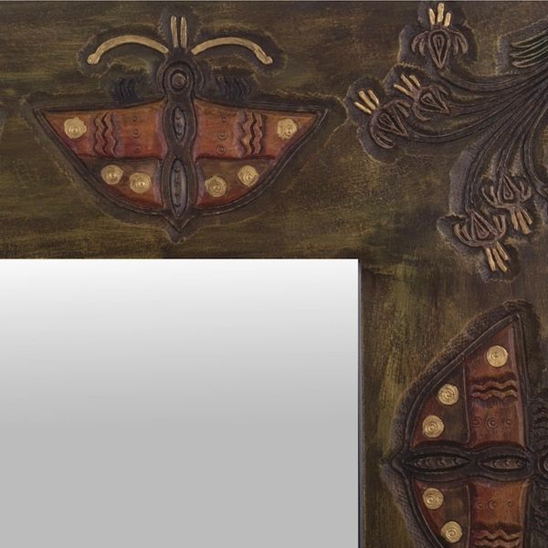 Alternate image for Artisan Crafted Tooled Leather Wall Mirror Inca Butterfly