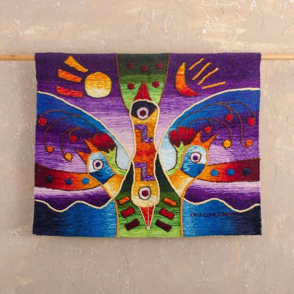 Multicolored Hand Woven Alpaca Tapestry 'Family Colors'