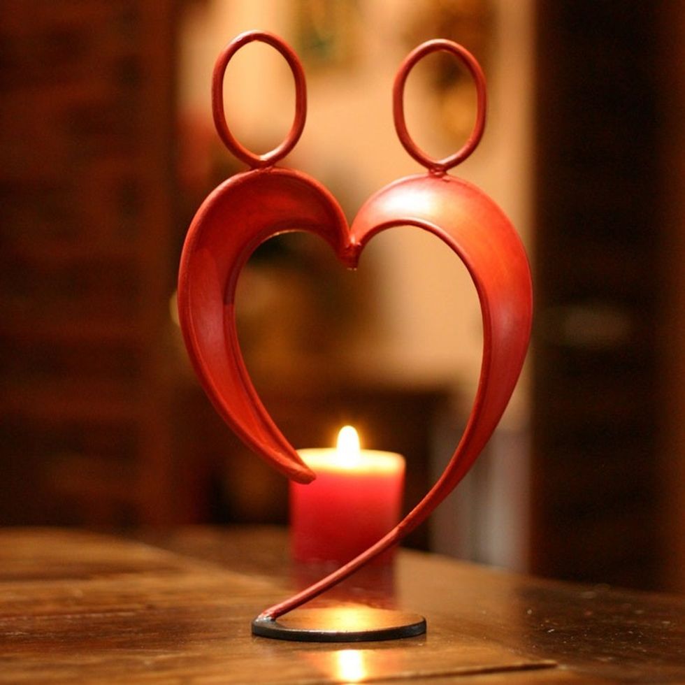 Romantic Red Relationship and Wedding Sculpture of Steel 'Alliance'