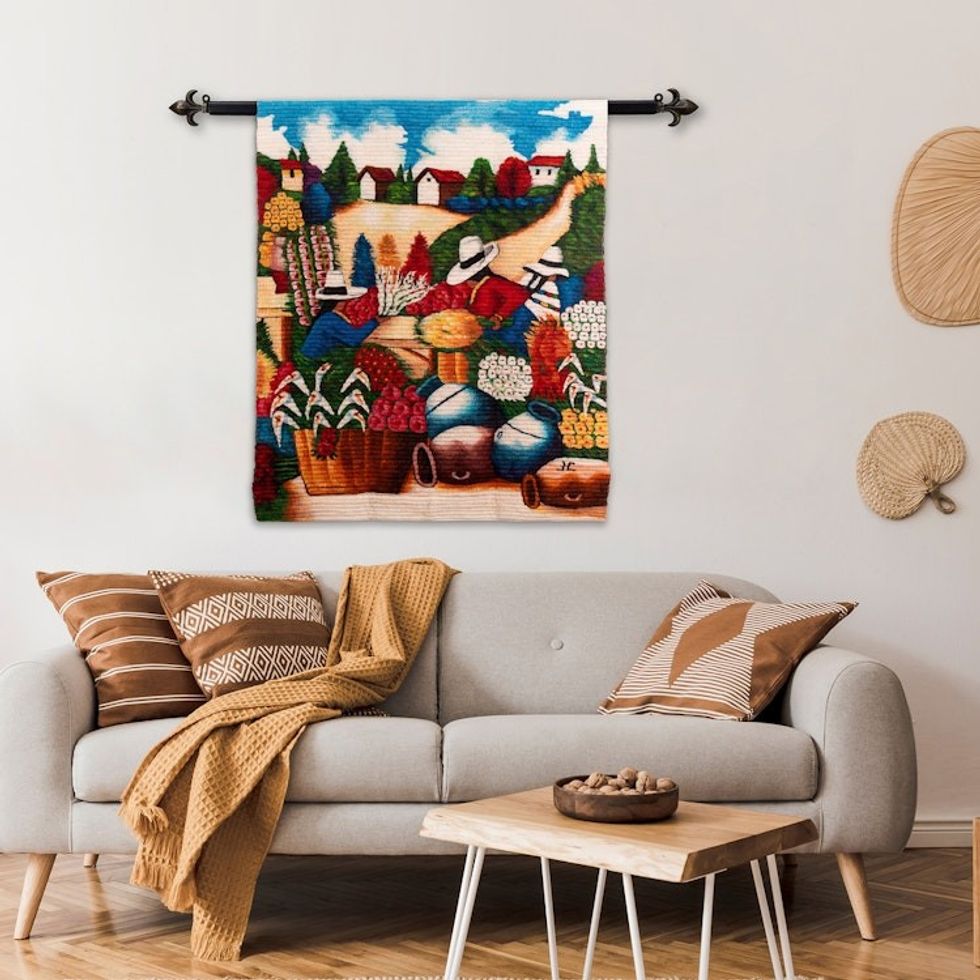Peruvian Floral Wool Tapestry Wall Hanging 'The Florists'