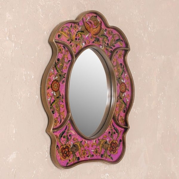 Alternate image for Hand Made Reverse Painted Glass Mirror Garden of Love