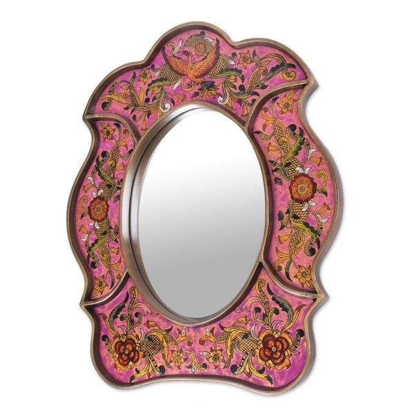 Alternate image for Hand Made Reverse Painted Glass Mirror Garden of Love