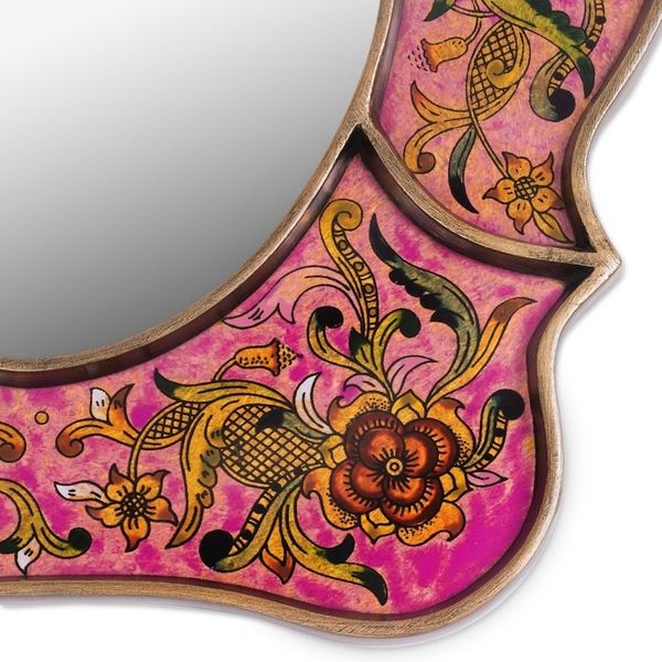 Alternate image for Hand Made Reverse Painted Glass Mirror Garden of Love