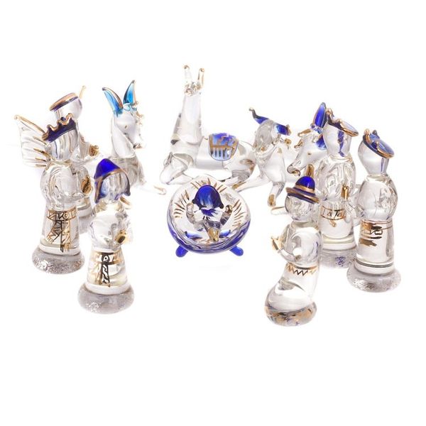 Alternate image for Clear Gilded Glass Nativity Scene from Peru 12 Piece Andean Festivity