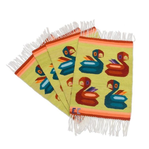 Alternate image for Parrot-Themed Wool Placemats from Peru Set of 4 Amazonian Parrots