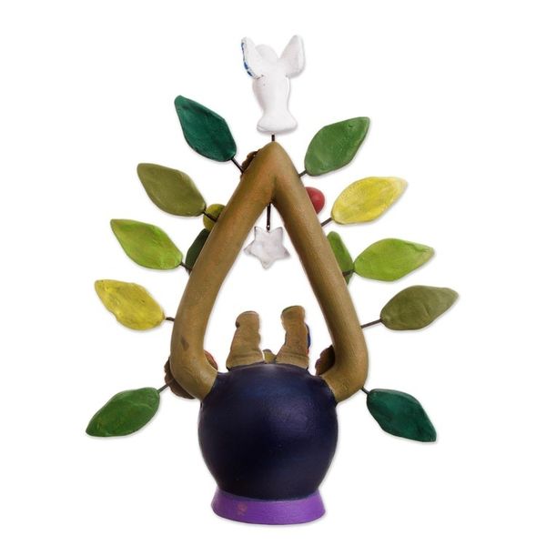 Alternate image for Folk Art-Inspired Hand-Painted Leafy Ceramic Nativity Scene Holy Birth I