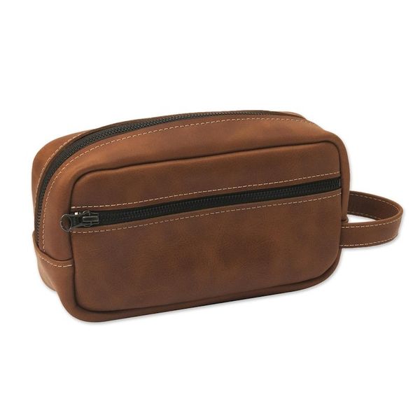 Alternate image for Mens Camel Brown Leather Toiletry Case from Peru Adventurer in Camel