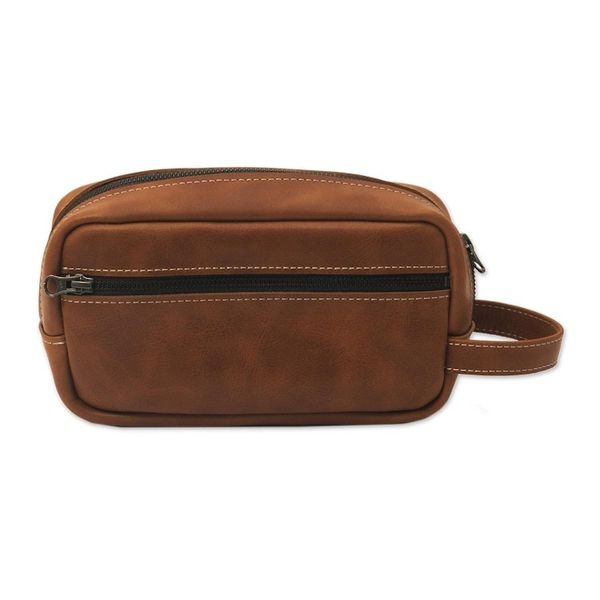 Alternate image for Mens Camel Brown Leather Toiletry Case from Peru Adventurer in Camel
