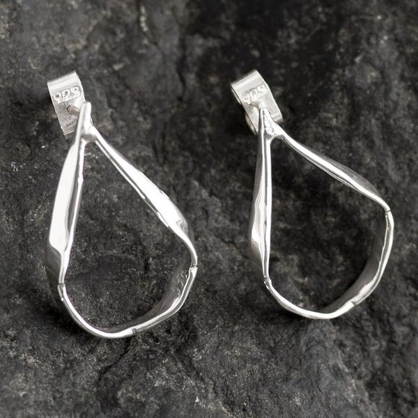 Alternate image for Artisan Crafted Sterling Silver Drop Earrings Sleek Stirrups