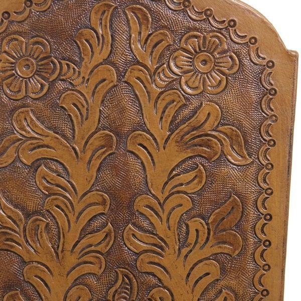 Alternate image for Floral Leather Wood Hand Tooled Magazine Rack Colonial Iquilla Flower