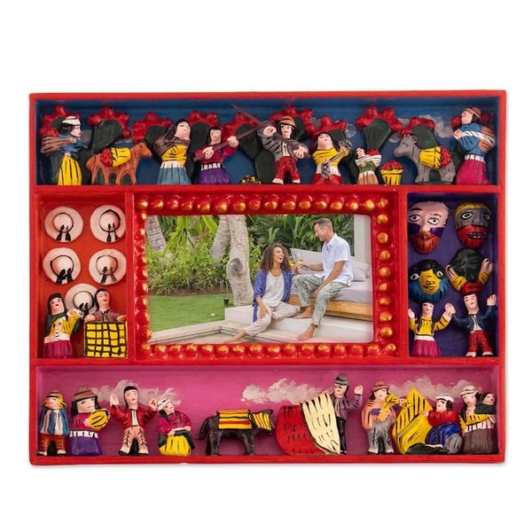 Alternate image for Collectible Folk Art Wood Retablo Photo Frame 4x6 Tuna Harvest