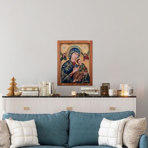 Alternate image for Religious Cedar Wood Relief Wall Panel Our Lady of Perpetual Help