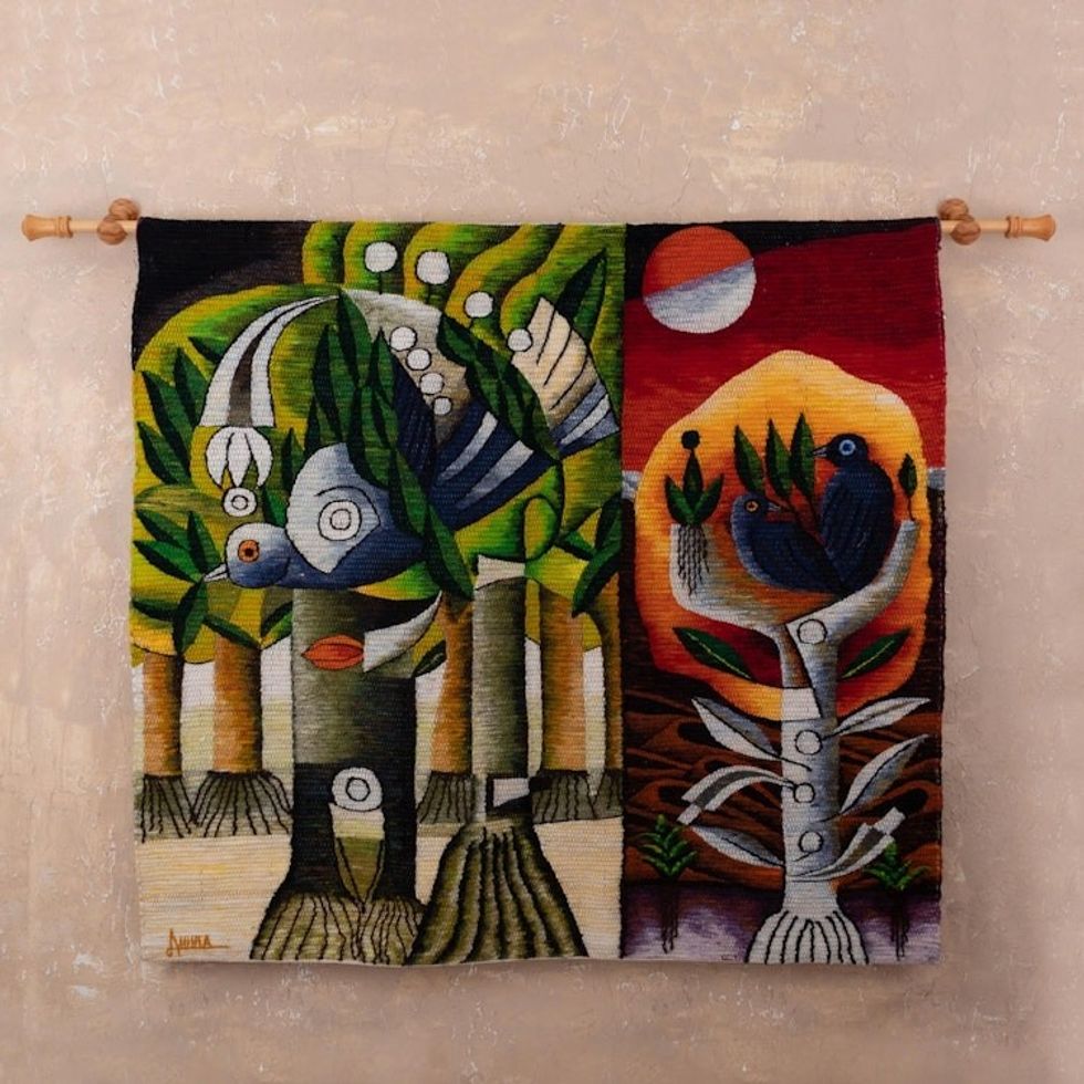 Large Wool Nature-Themed Tapestry 'Natural Beauty'