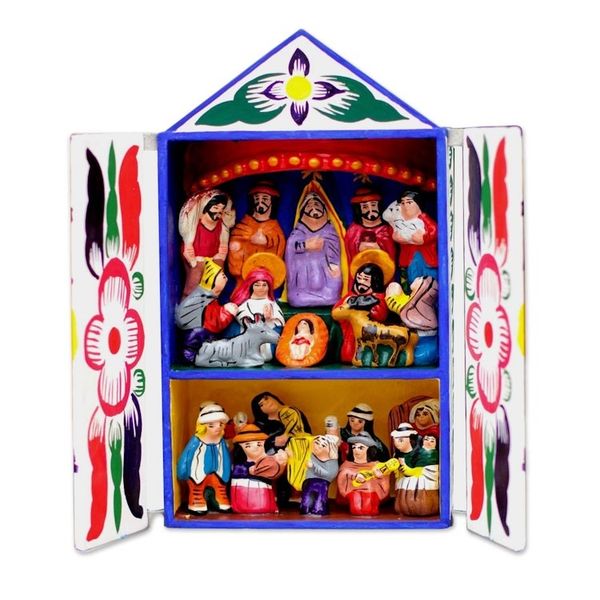 Alternate image for Folk Art Retablo Peruvian Nativity Scene Chapel of Santa Ana
