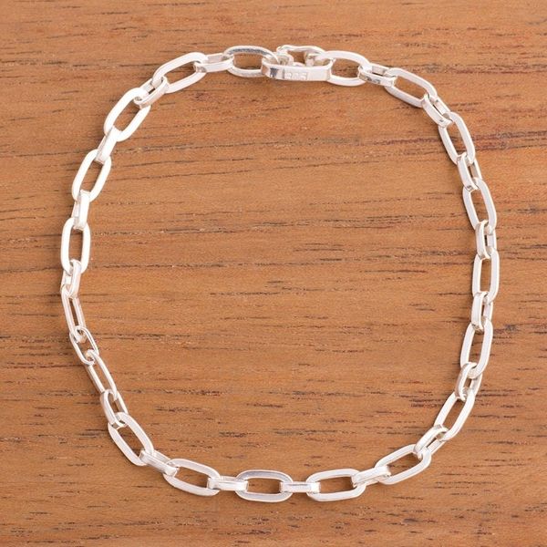 Alternate image for High-Polish Sterling Silver Link Bracelet from Peru Minimalist Flair