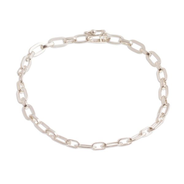 Alternate image for High-Polish Sterling Silver Link Bracelet from Peru Minimalist Flair