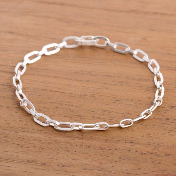 Alternate image for High-Polish Sterling Silver Link Bracelet from Peru Minimalist Flair