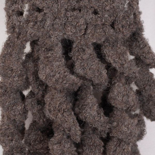 Alternate image for Hand-Crocheted Alpaca Blend Scarf in Chocolate with Frills Chocolate Temptation