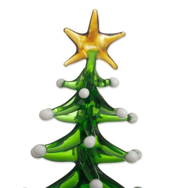 Alternate image for Handcrafted Glass Christmas Tree Statuette Star on Top