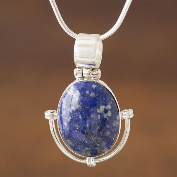 Alternate image for Handcrafted Lapis Lazuli Pendant and Earrings Jewelry Set Mystique